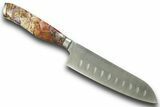 Santoku Knife with Colorful Agate and Jasper Inlays #370849-1